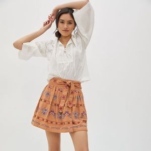 Anthro • Meghan embroidered mini skirt